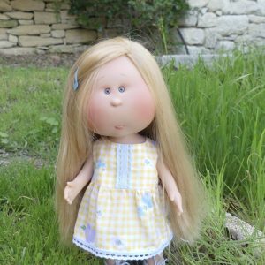 Vichy jaune pour poupée Mia 30 cm
